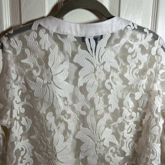 Investments Separates Womens Open Front Lace Open Cardigan Size S White - Picture 5 of 6
